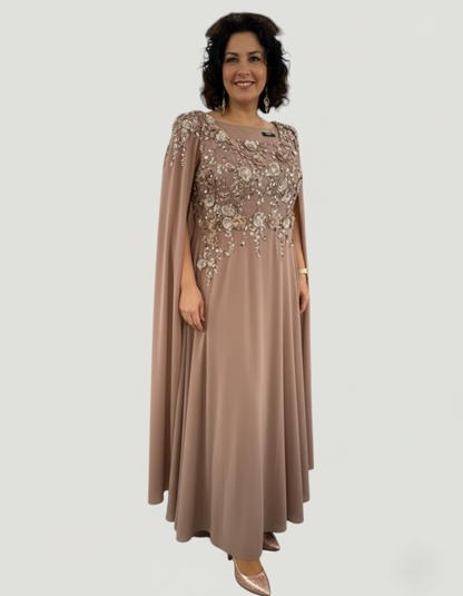 Elegantes Abendkleid mit Pailletten und Cape-Ärmeln E292