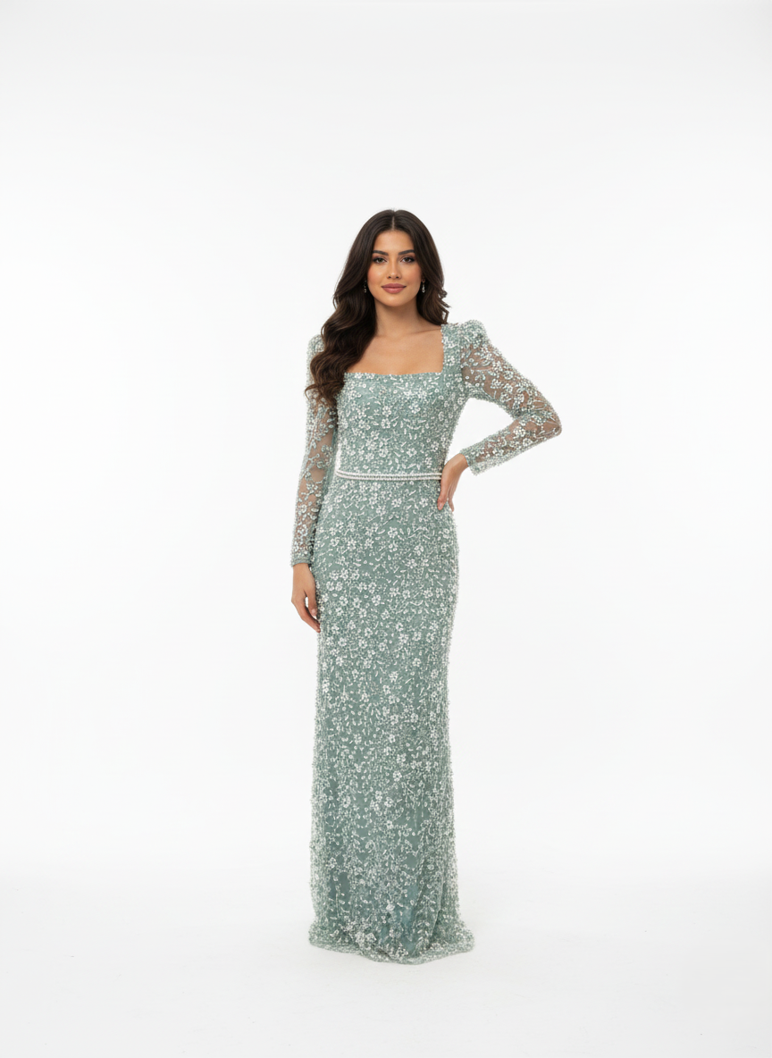 Funkelndes Abendkleid mit Steinbesatz - E267