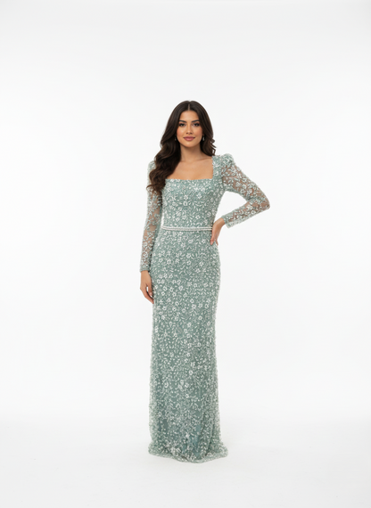 Funkelndes Abendkleid mit Steinbesatz - E267