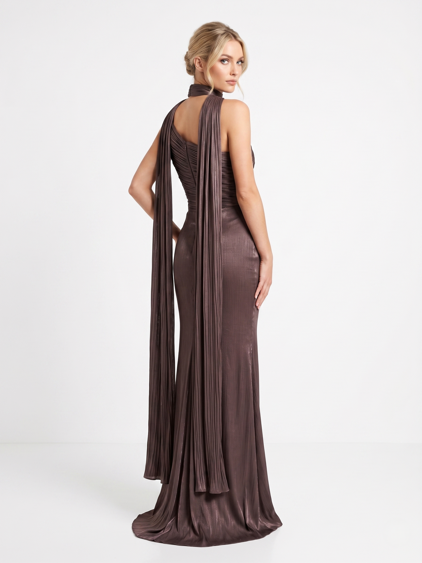 Asymmetrisches One-Shoulder Abendkleid in Champagner Beschreibung: e399