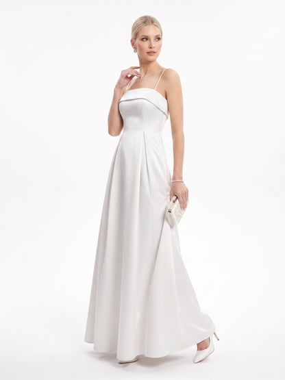 Schulterfreies Langes Abendkleid aus Satin E367