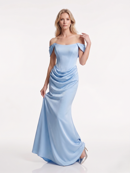 Schulterfreies Abendkleid mit Drapierung e385