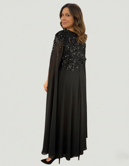 Elegantes Abendkleid mit Pailletten und Cape-Ärmeln E292