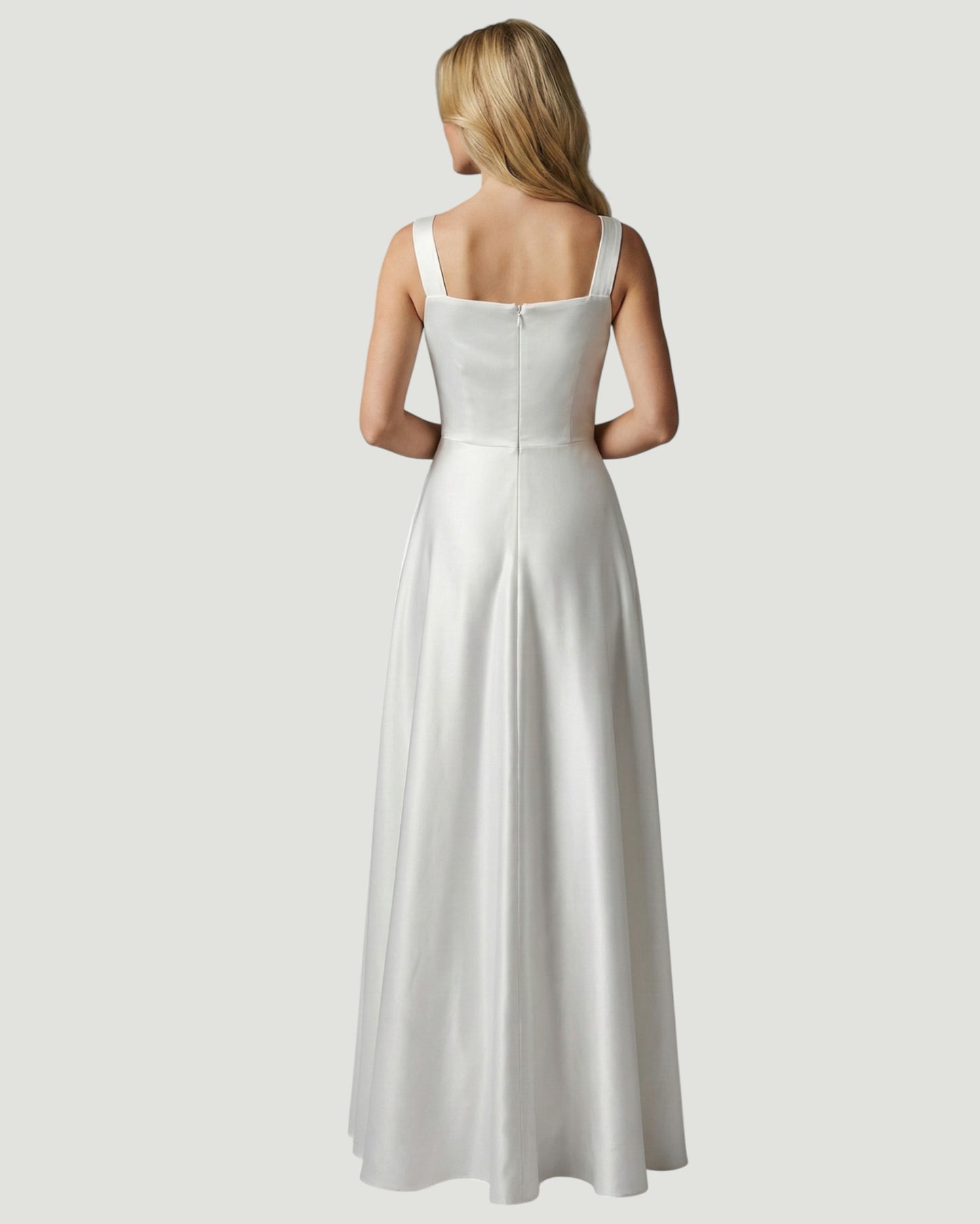 Elegantes Satin-Abendkleid mit eckigem Ausschnitt - E291