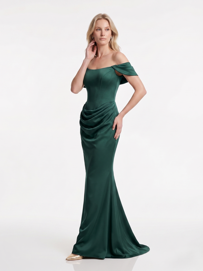 Schulterfreies Abendkleid mit Drapierung e385