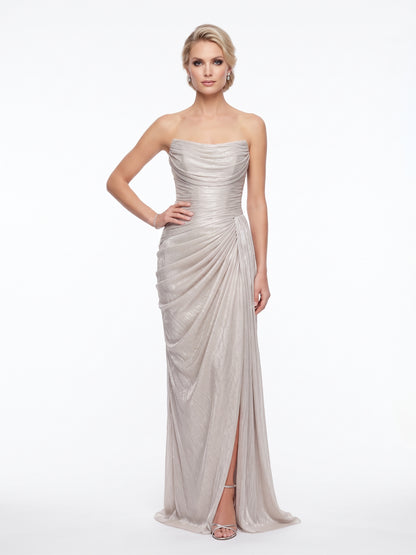 Elegantes trägerloses Abendkleid in schimmerndem Rosé Beschreibung: e412