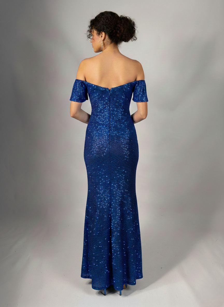 Langes Glänzendes Abendkleid mit Schlitz E354