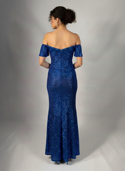 Langes Glänzendes Abendkleid mit Schlitz E354