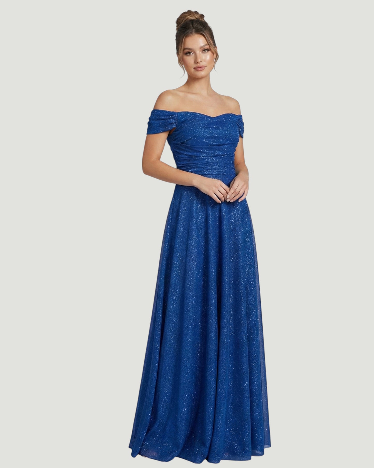 Schulterfreies Glitzer-Abendkleid - E298