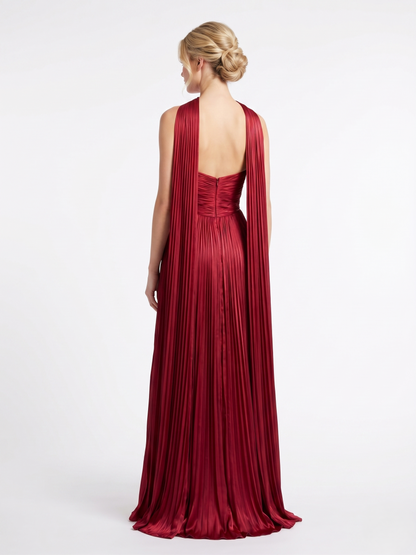 Drapiertes Corsagen-Abendkleid mit hohem Schlitz e394