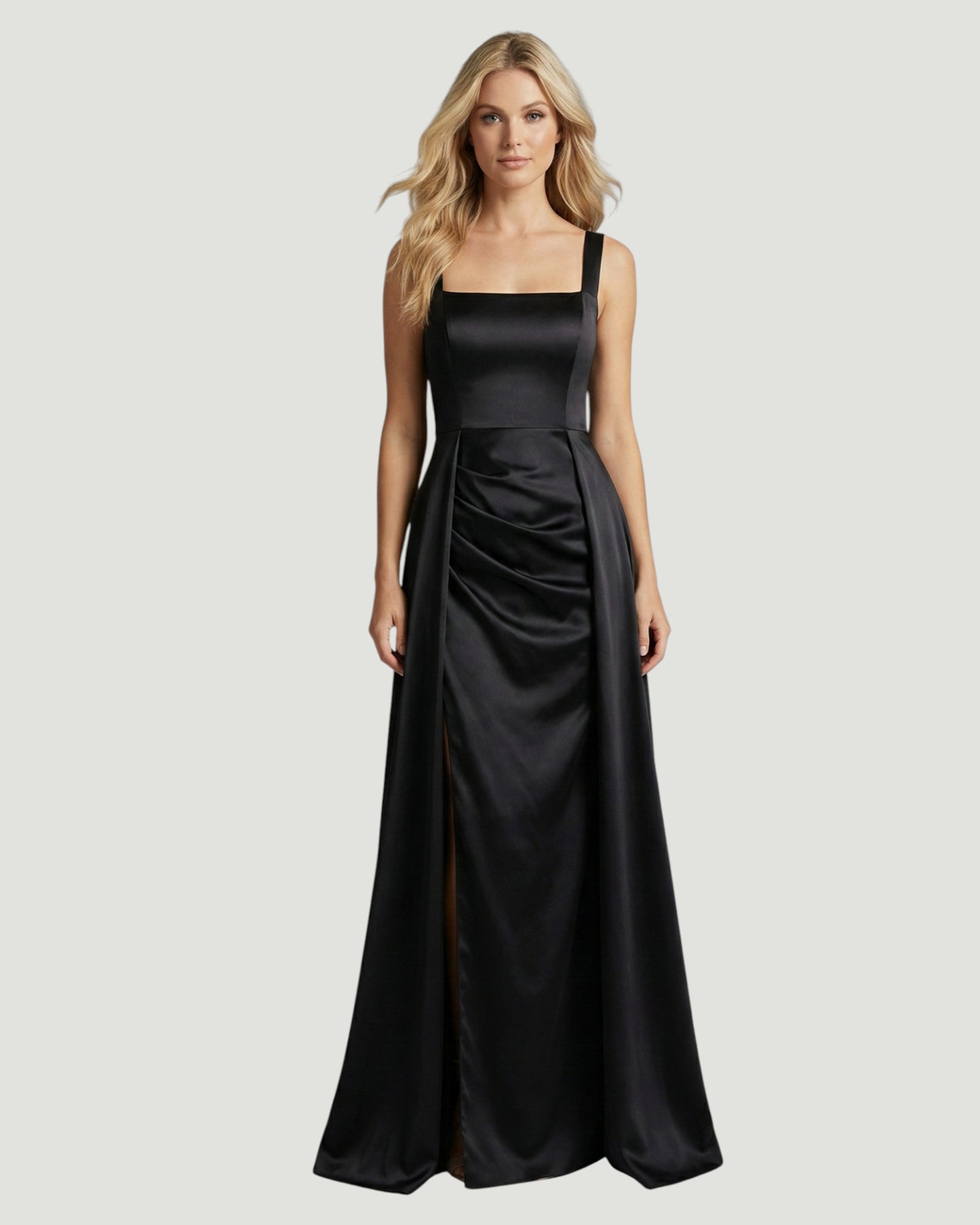 Elegantes Satin-Abendkleid mit eckigem Ausschnitt - E291