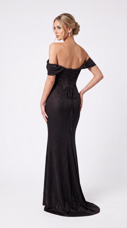 Schulterfreies Korsett-Abendkleid mit Drapierung in Roségold Beschreibung: e408