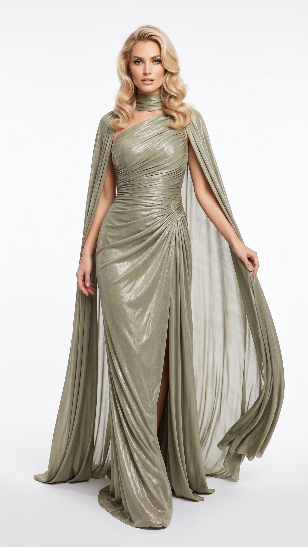Asymmetrisches One-Shoulder Abendkleid in Champagner Beschreibung: e399