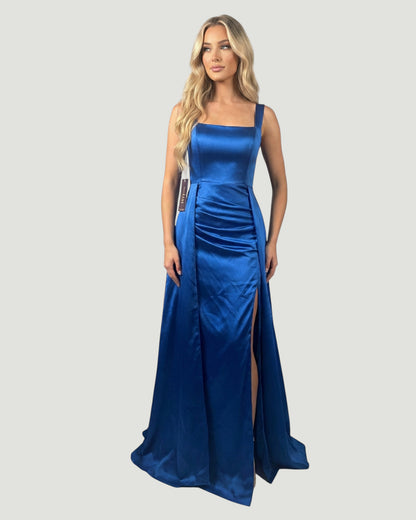 Elegantes Satin-Abendkleid mit eckigem Ausschnitt - E291