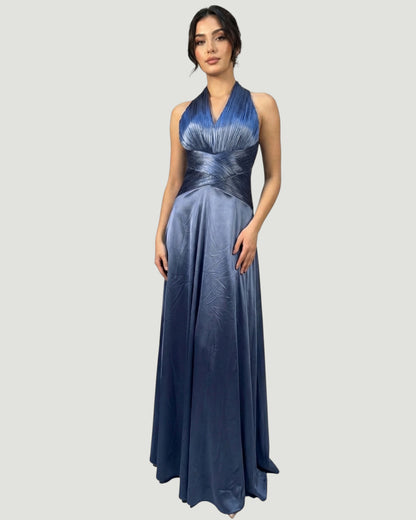 Elegantes Satin-Abendkleid mit Plissee E296