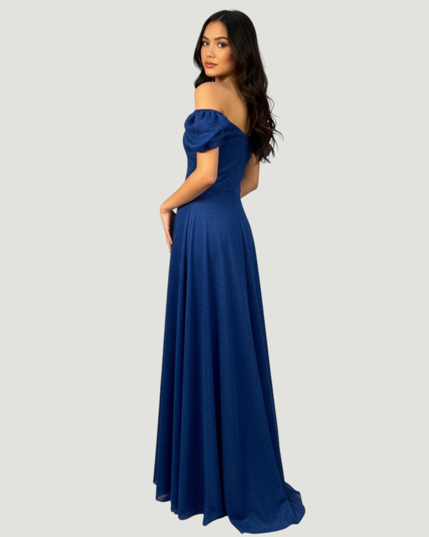 Schulterfreies Glitzer-Abendkleid - E298