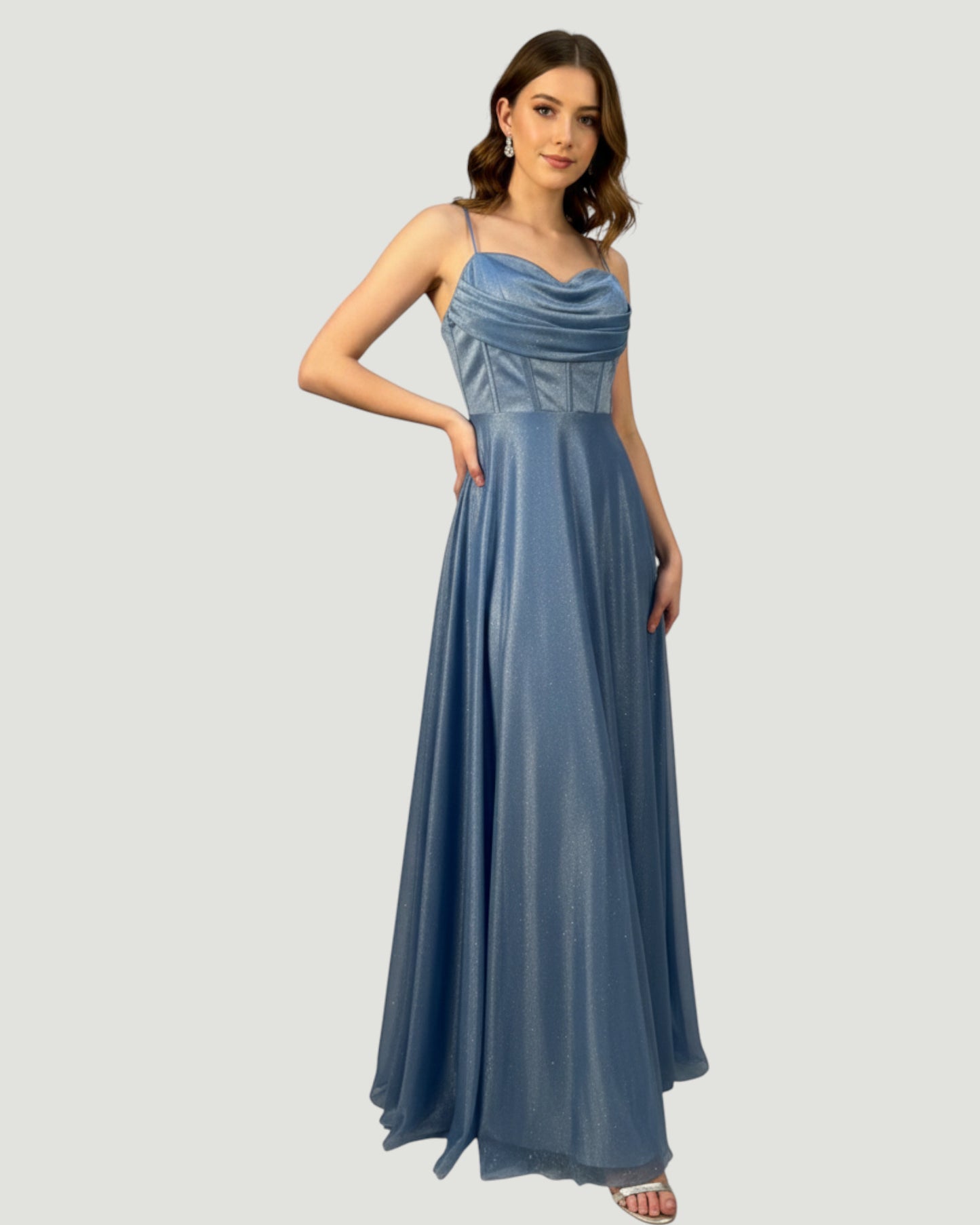 Glitzerndes Abendkleid mit Korsett-Detail E299