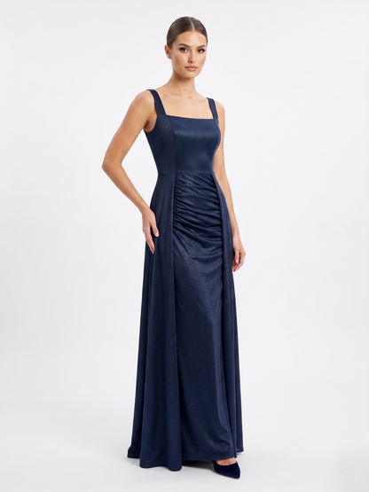 Schimmerndes Abendkleid mit Eckigem Ausschnitt - E295