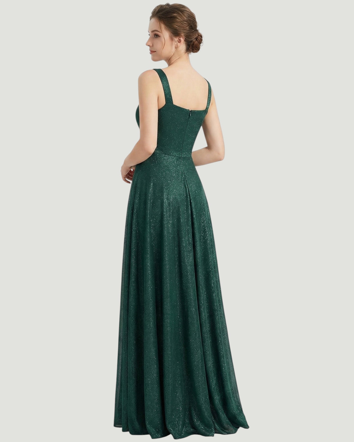 Schimmerndes Abendkleid mit Eckigem Ausschnitt - E295