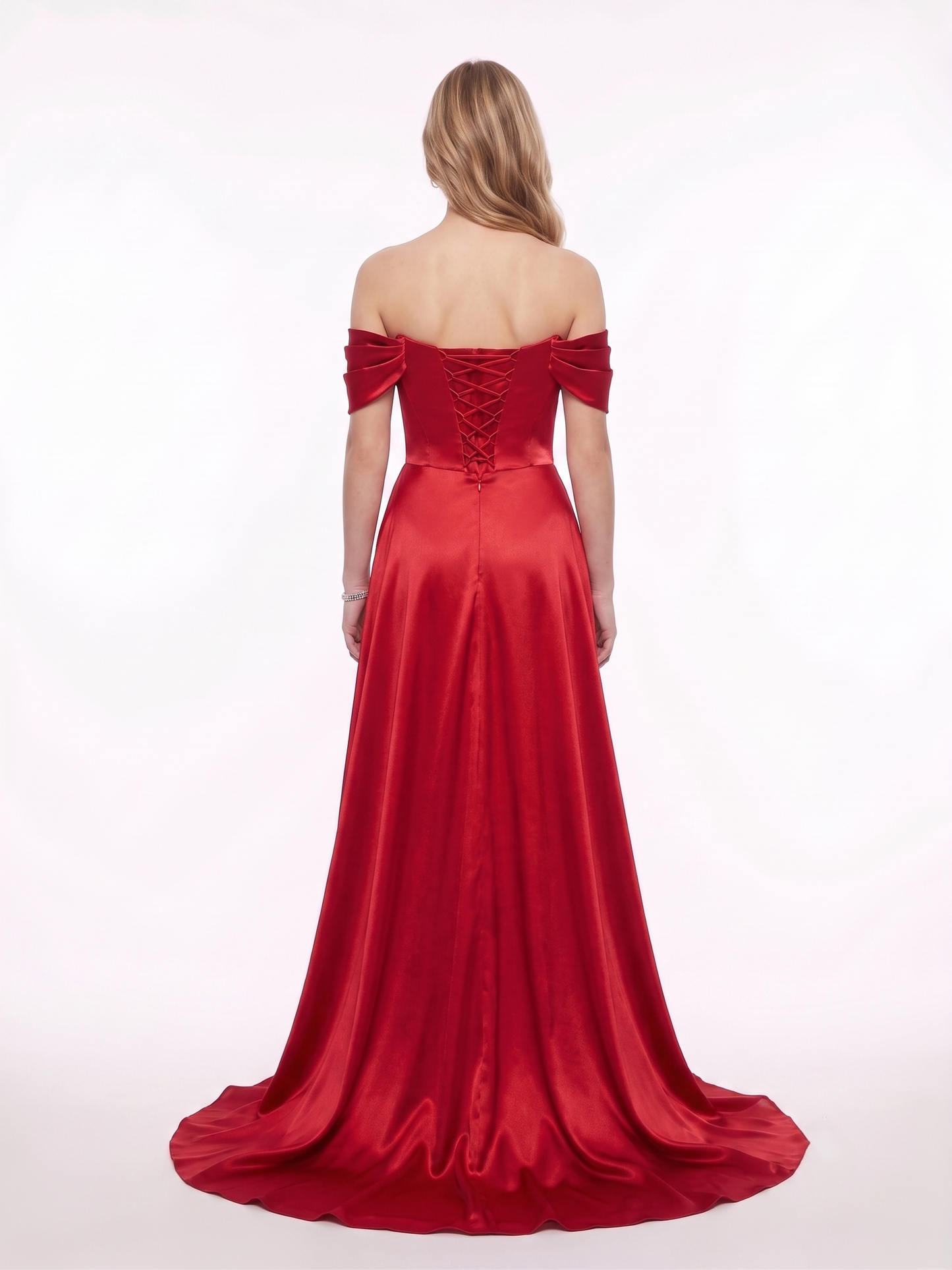 Langes Abendkleid mit U-Boot-Ausschnitt und Drapierung E370