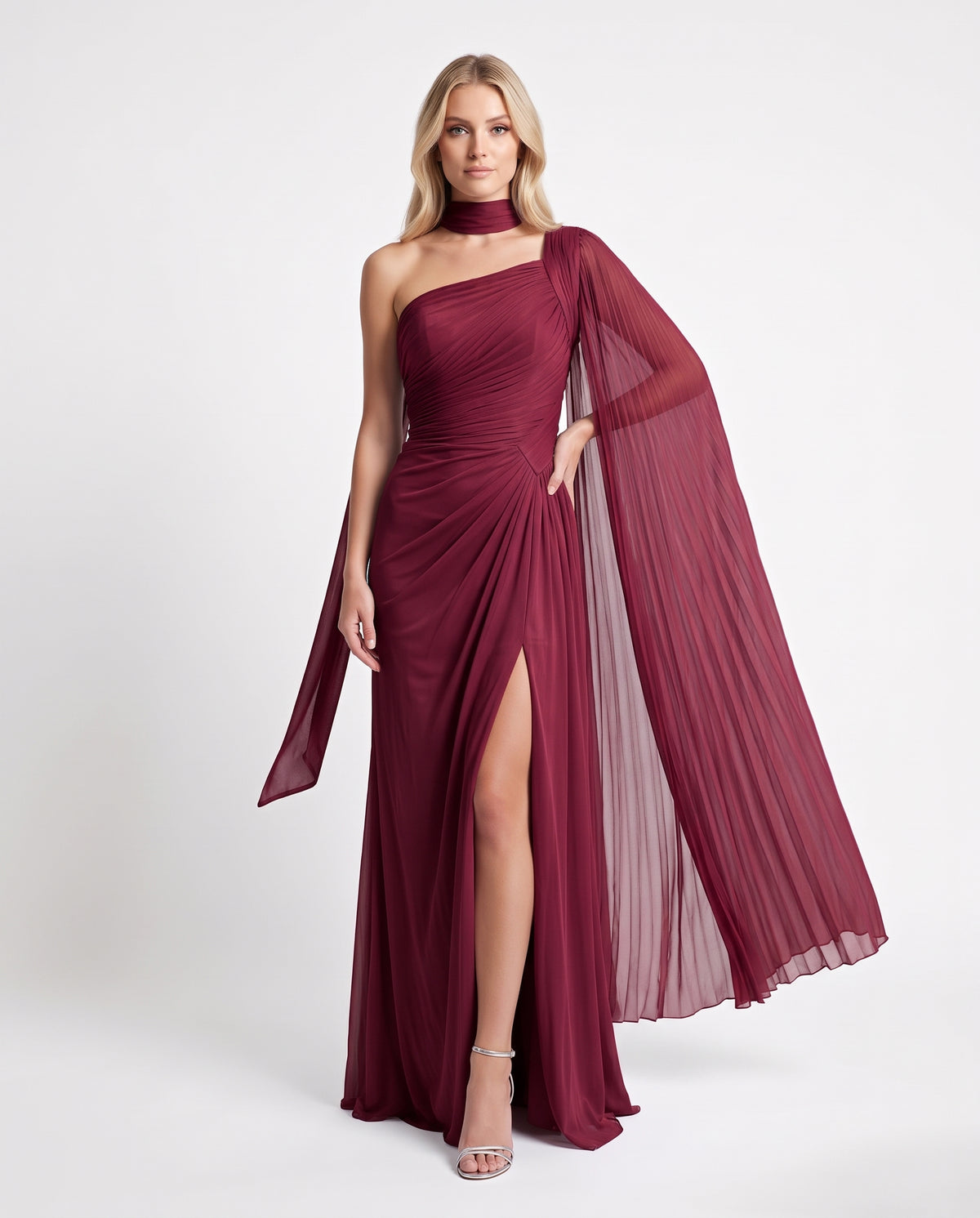Asymmetrisches One-Shoulder Abendkleid in Champagner Beschreibung: e399
