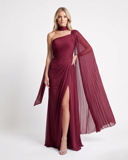 Asymmetrisches One-Shoulder Abendkleid in Champagner Beschreibung: e399