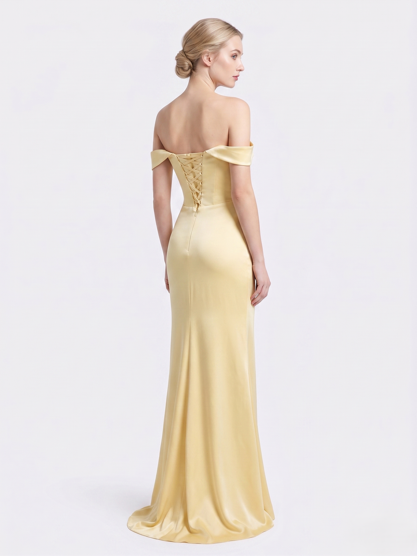 Schulterfreies Abendkleid mit Drapierung e385