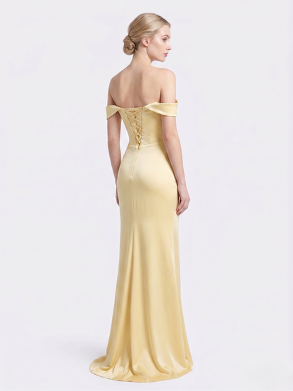 Schulterfreies Abendkleid mit Drapierung e385