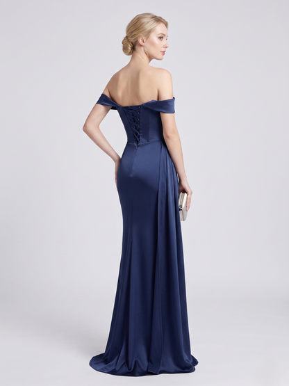 Schulterfreies Abendkleid mit Drapierung e385
