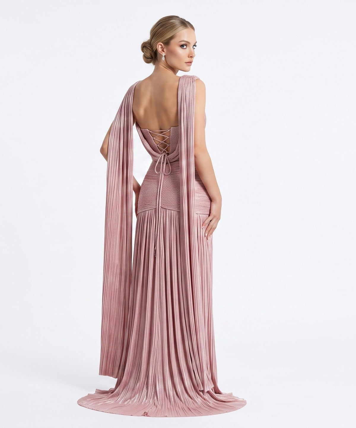 Plissiertes Abendkleid mit Choker  e393