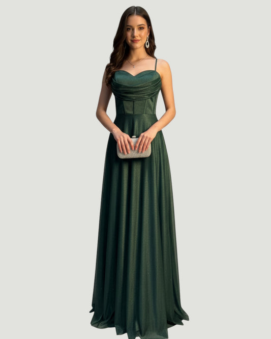 Glitzerndes Abendkleid mit Korsett-Detail E299