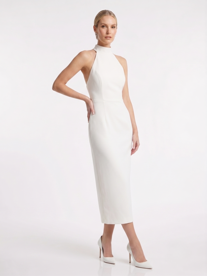 Langes Abendkleid mit Halterneck-Ausschnitt E359