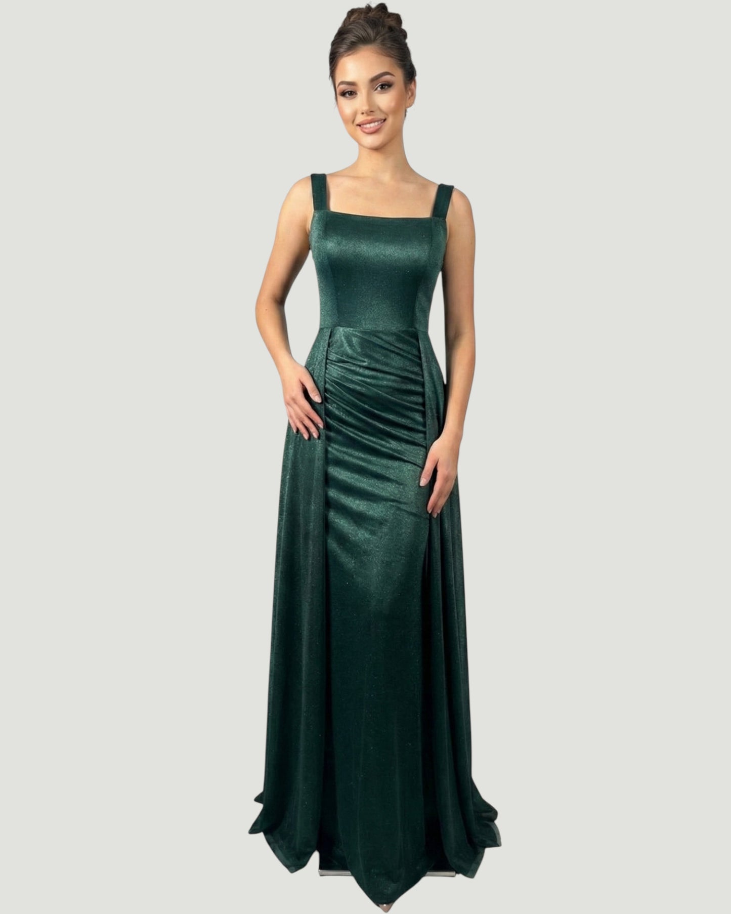 Schimmerndes Abendkleid mit Eckigem Ausschnitt - E295