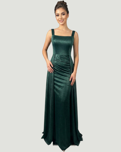 Schimmerndes Abendkleid mit Eckigem Ausschnitt - E295