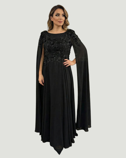 Elegantes Abendkleid mit Pailletten und Cape-Ärmeln E292