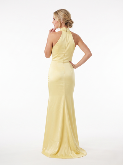 Drapiertes Satin-Kleid mit Neckholder - E277