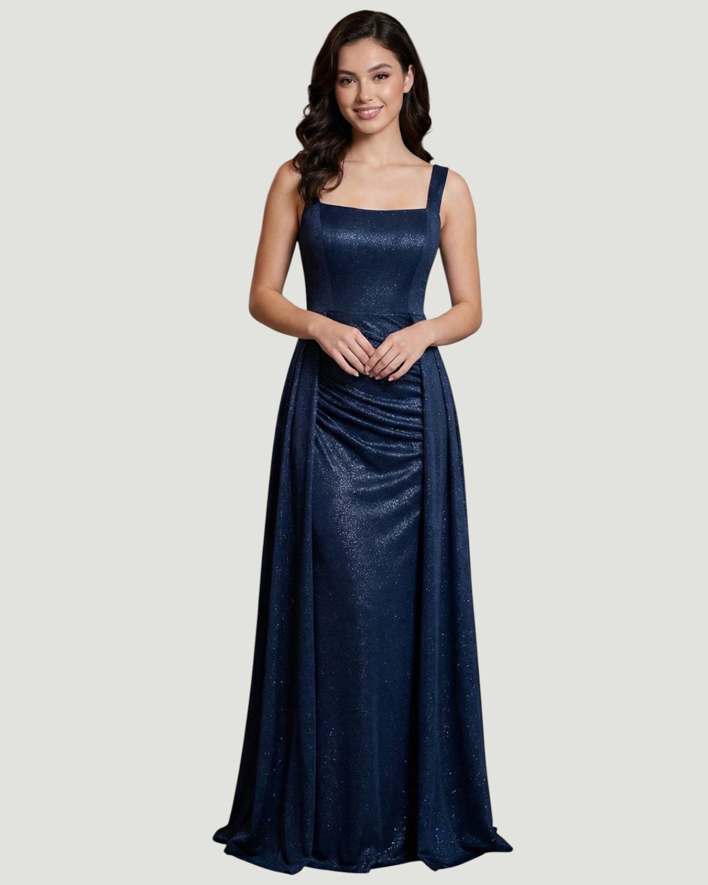 Schimmerndes Abendkleid mit Eckigem Ausschnitt - E295