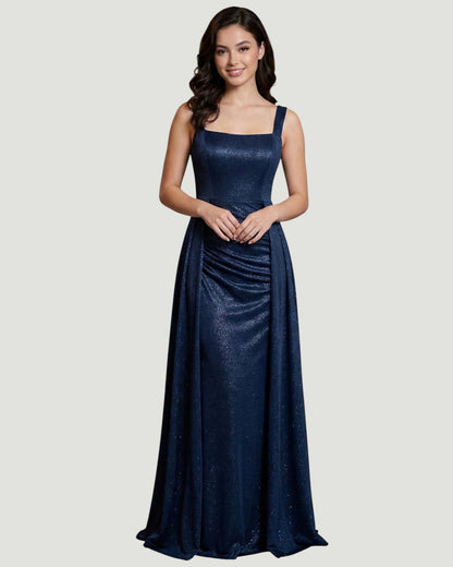 Schimmerndes Abendkleid mit Eckigem Ausschnitt - E295