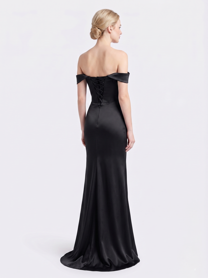 Schulterfreies Abendkleid mit Drapierung e385