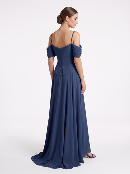 Elegantes fließendes Korsett-Abendkleid in Hellblau Beschreibung: e411