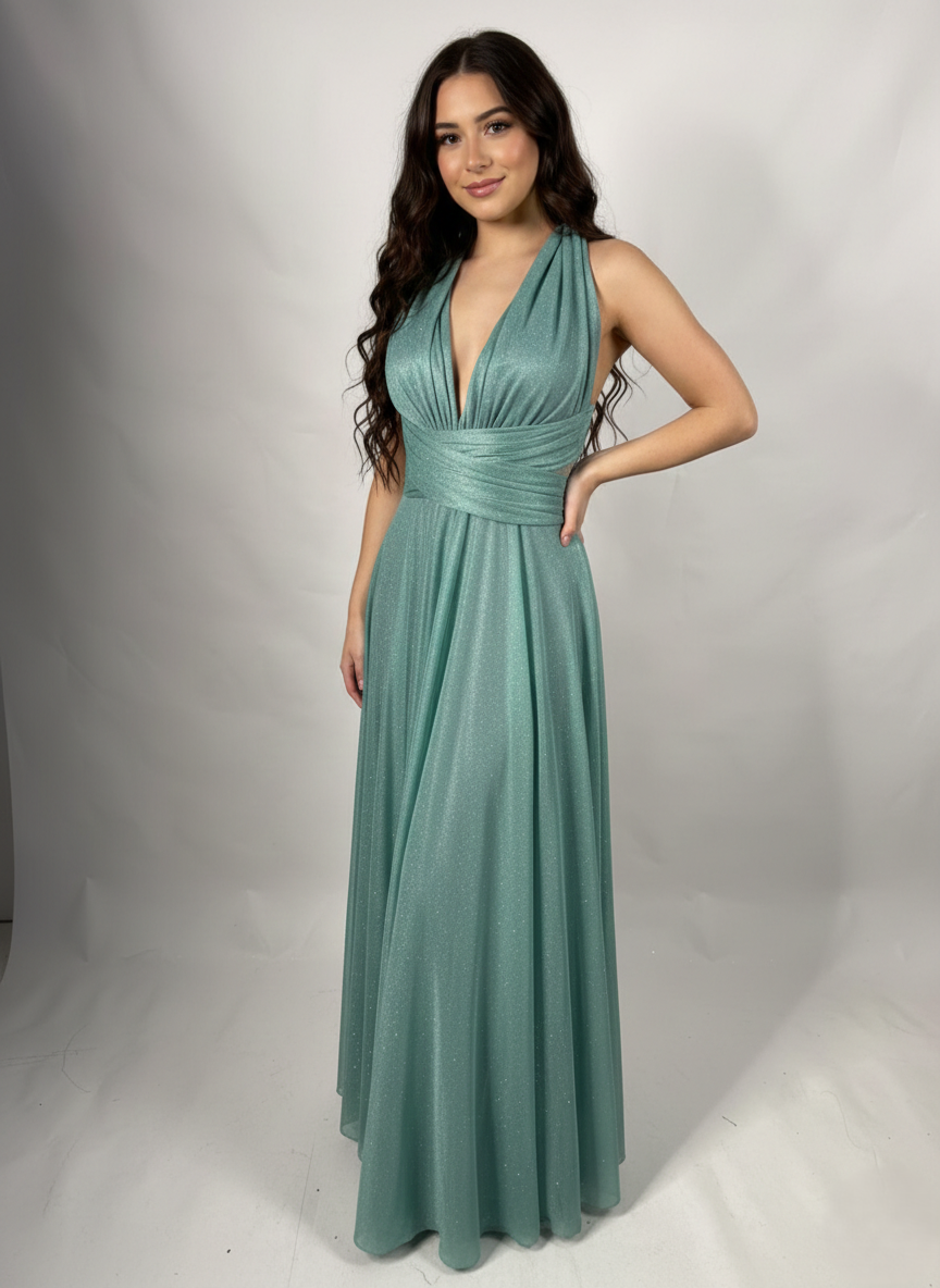 Erleben Sie Vielseitigkeit und Stil mit diesem atemberaubenden bodenlangen Abendkleid E325