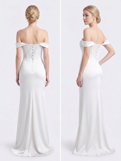 Schulterfreies Abendkleid mit Drapierung e385