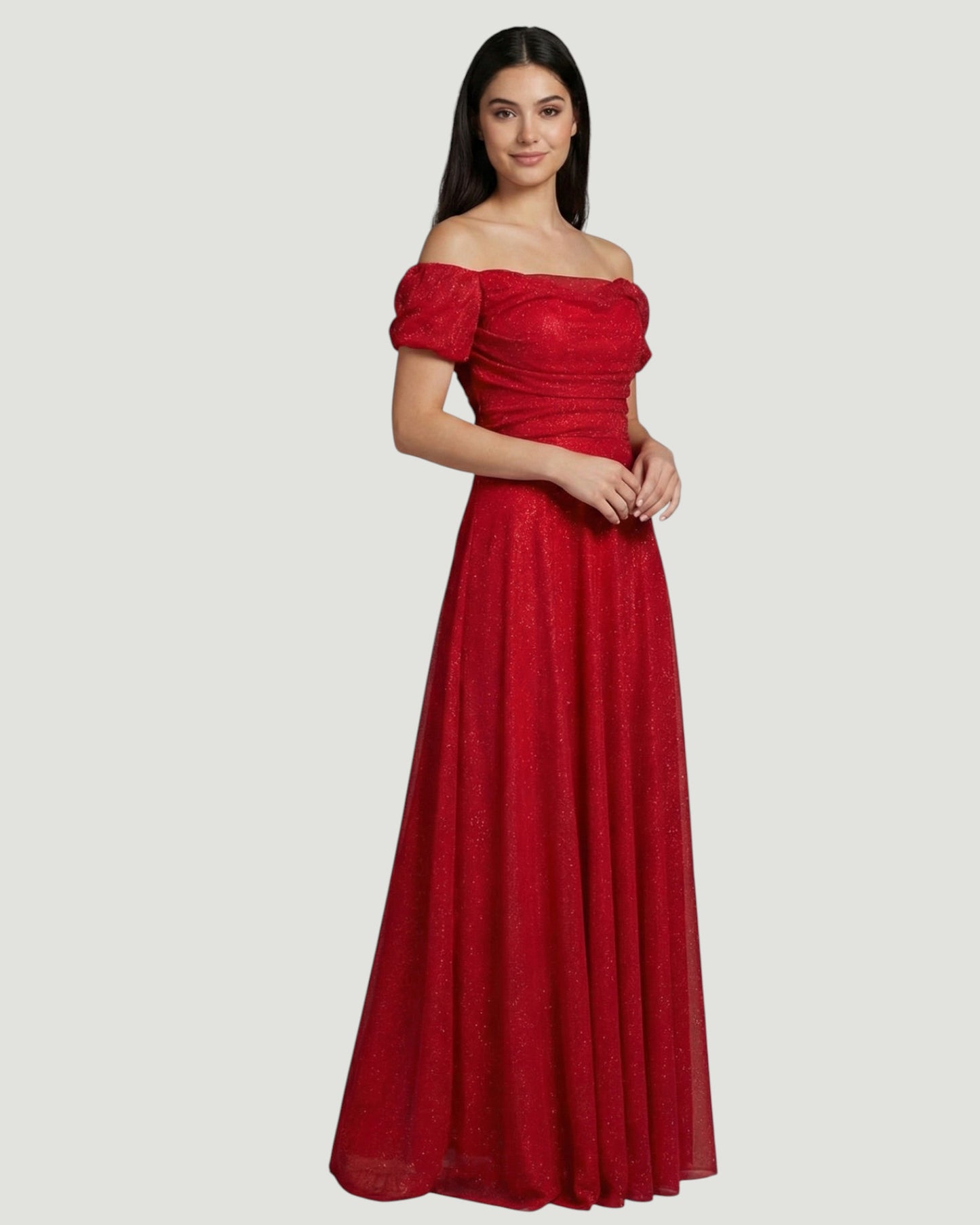 Schulterfreies Glitzer-Abendkleid - E298