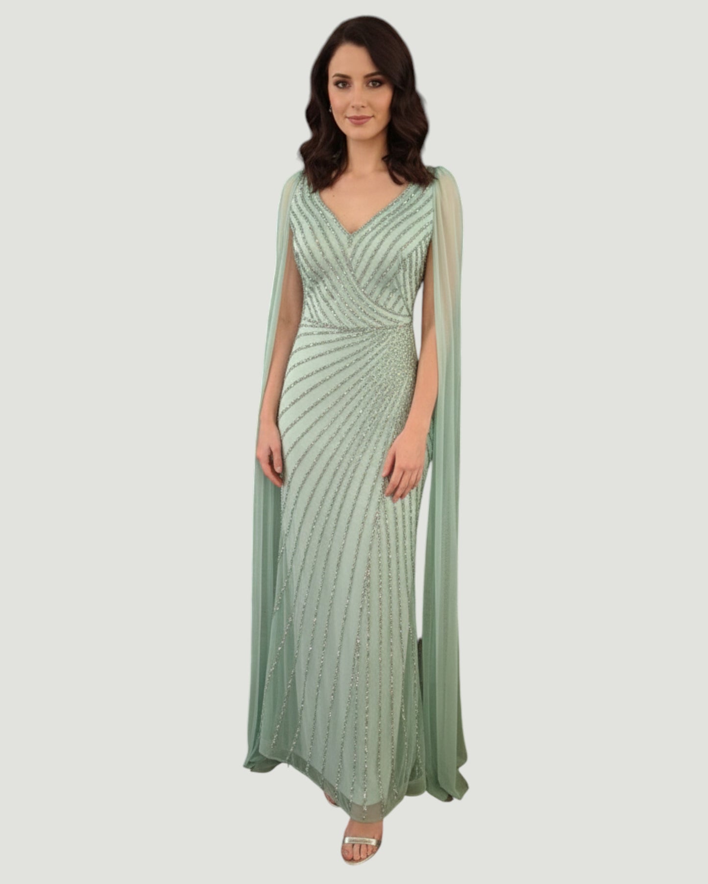 Pailletten-Abendkleid mit Cape-Ärmeln E307