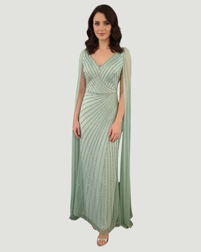 Pailletten-Abendkleid mit Cape-Ärmeln E307