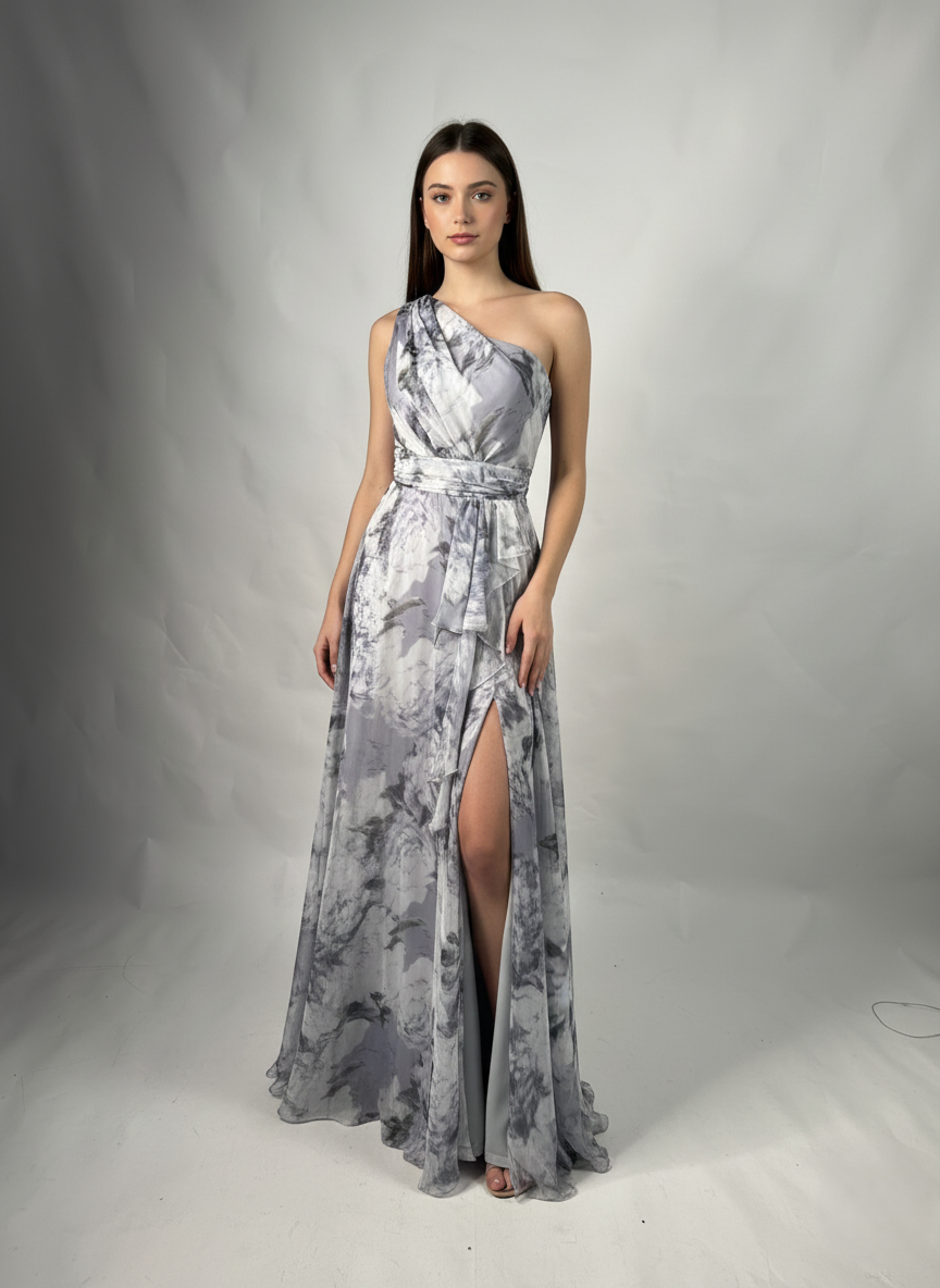 Fließende Silhouette mit modernem One-Shoulder-Schnitt E315