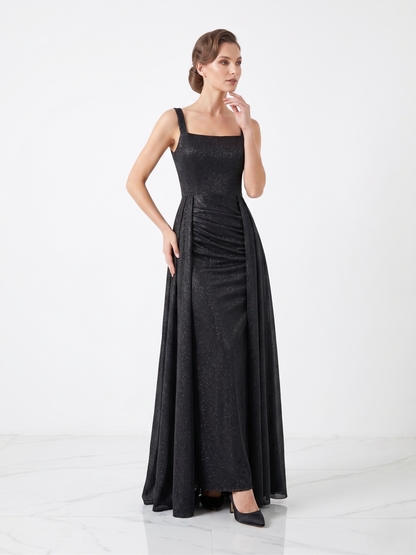 Schimmerndes Abendkleid mit Eckigem Ausschnitt - E295