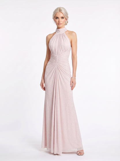 Elegantes Neckholder-Abendkleid mit Drapierung in Mintgrün Beschreibung: e410