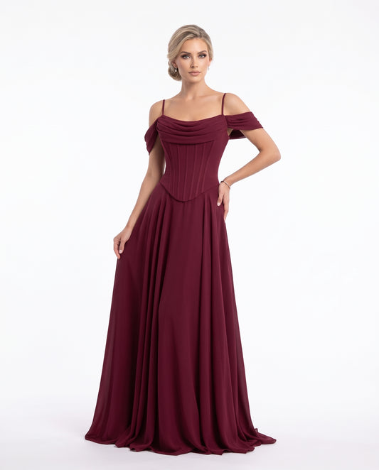 Elegantes fließendes Korsett-Abendkleid in Hellblau Beschreibung: e411