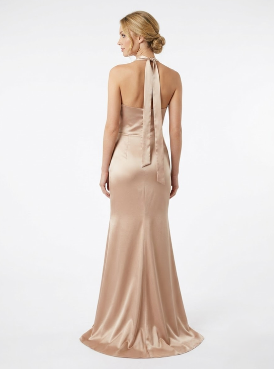 Satinabendkleid mit Wasserfallausschnitt   E383